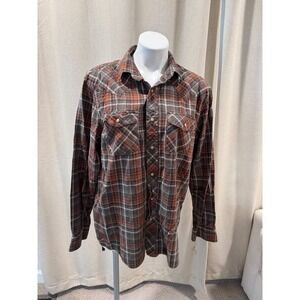 Outdoor Life Plaid Western Pearl‎ Snap Shirt Mens M